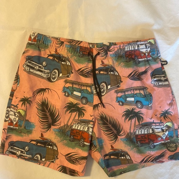 Psycho Tuna Other - Psycho Tuna Mens Board Swim Trunks Pink, Old Cars  Beach Buggy VW Van Size XL